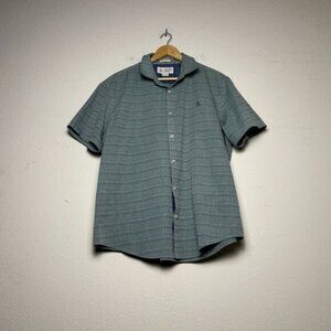 VTG Original Penguin Button Up Summer Boho Beach Casual Shirt Men XXL Green Slim